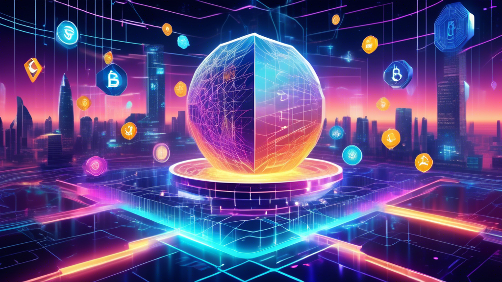 A futuristic, digital world showcasing various vibrant cryptocurrency ecosystems interconnected by glowing blockchain pathways. In the foreground, symbols of leading cryptocurrencies like Bitcoin, Ethereum, Cardano, and Solana are prominently displayed, surrounded by dynamic data streams and holographic charts. The background features a blend of advanced technology and modern architecture, symbolizing innovation and growth in the crypto industry.