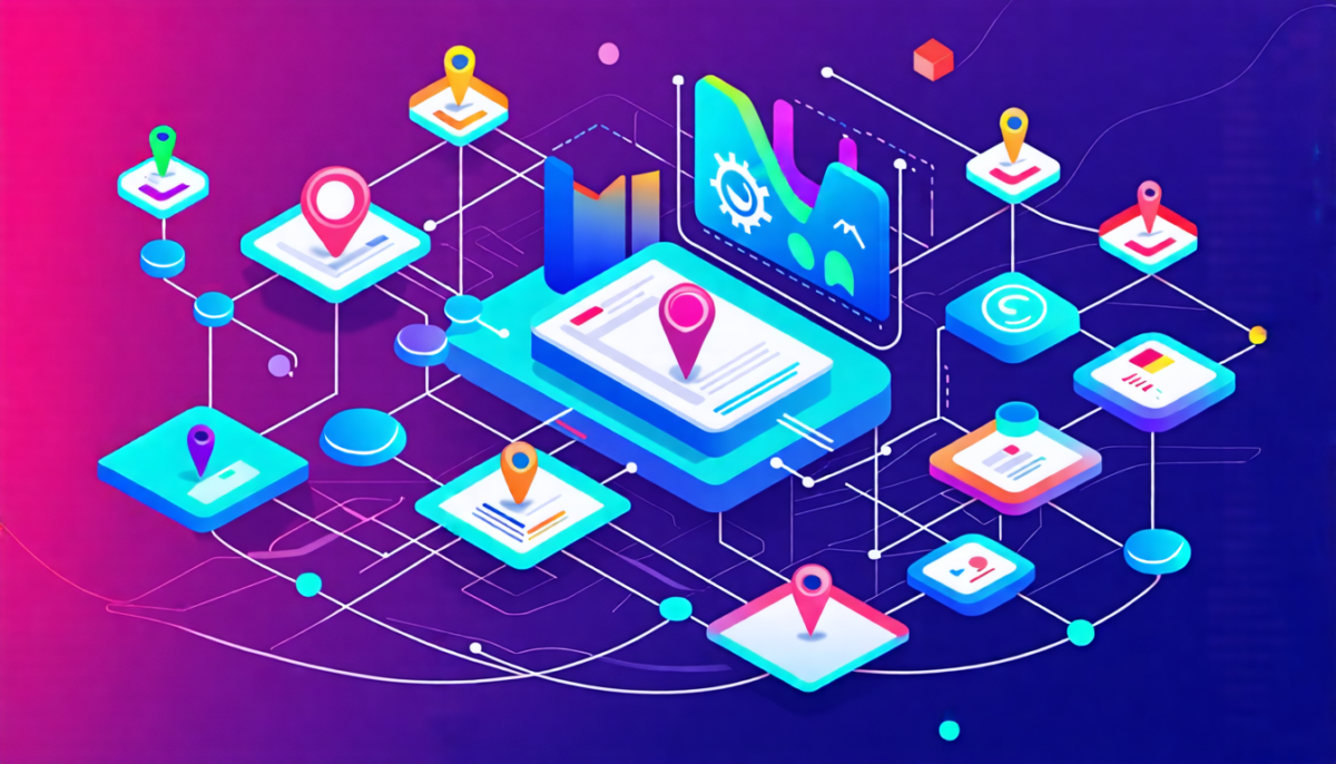 Create a visually informative illustration that represents the concept of an ad network. Include elements such as interconnected nodes symbolizing advertisers, publishers, and consumers; digital screens displaying advertisements; and flowcharts showing the process of ad placement and metrics tracking. Use a modern, tech-inspired color palette and a clean design to emphasize the digital marketing aspect.