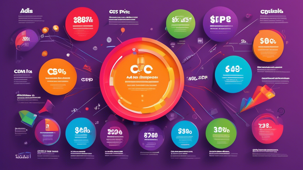 An informative and visually engaging infographic showcasing the breakdown of Taboola ads pricing. Include key elements like cost-per-click (CPC), cost-per-impression (CPM), and various advertising strategies. Use vibrant colors and icons to represent different pricing models, with a sleek, modern layout that appeals to digital marketers and advertisers.